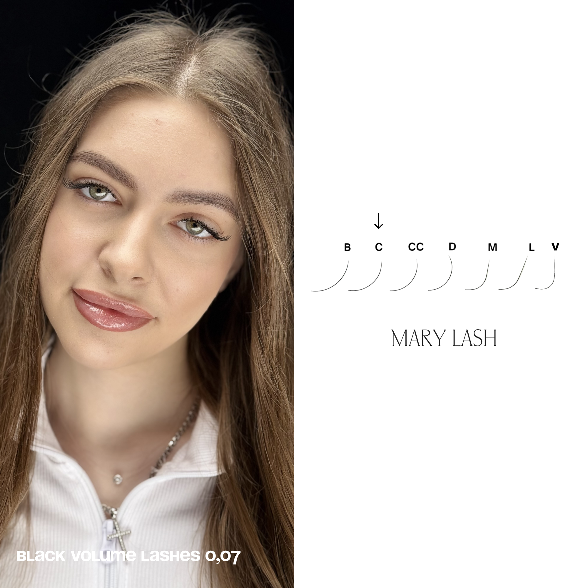 MARY LASH Black Volume Lashes 0,07 20 Lines