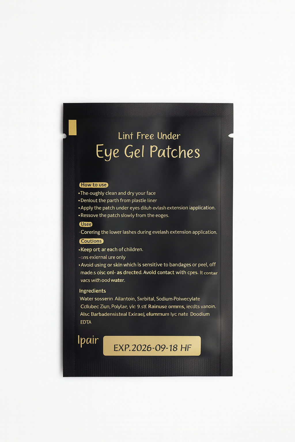Eyelash Extension Eye Pads Hydrogel for Lash Extensions BLACK 50 Pairs