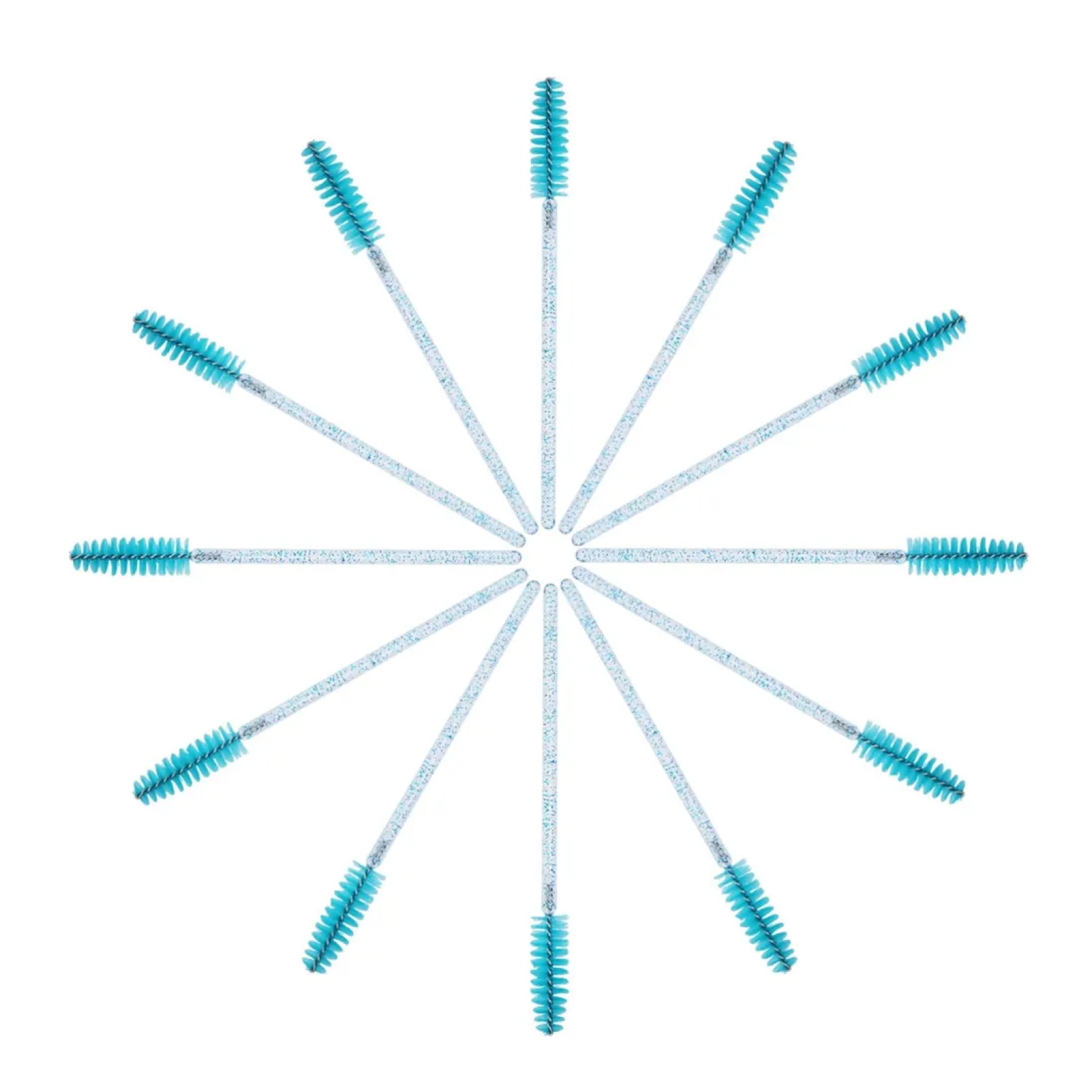 Disposable Mascara Wands, Crystal Eyebrow Spoolies Brush for Eyelash Extensions, Lash Brushes with Container (Blue) 100 Pcs