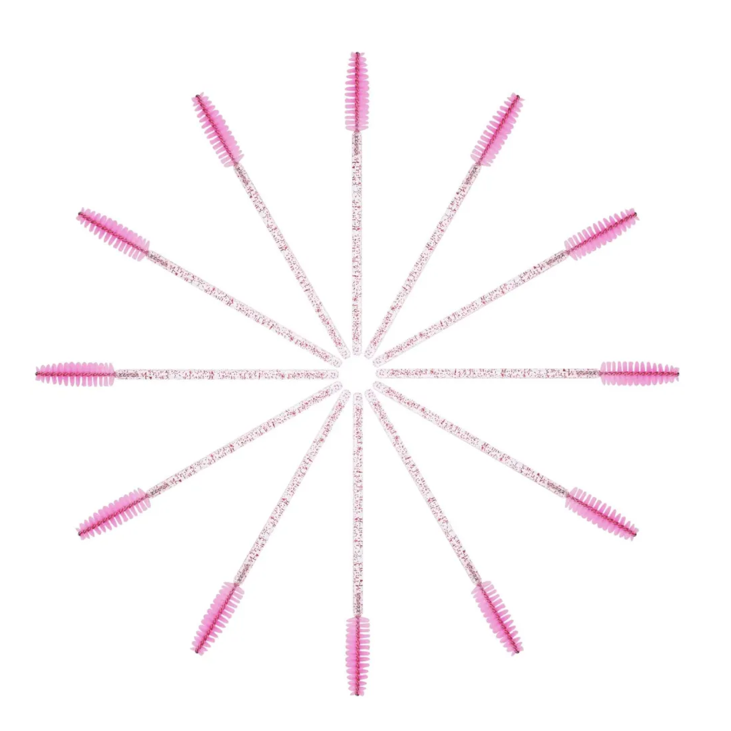 Disposable Mascara Wands, Crystal Eyebrow Spoolies Brush for Eyelash Extensions, Lash Brushes with Container (Pink) 100 Pcs