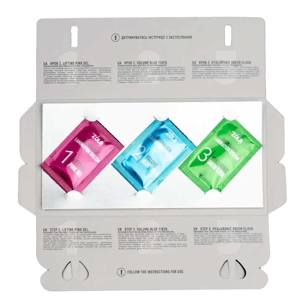 ZOLA Classic system Color Lab Set for brow&lash lamination in sachet, 3x1 ml