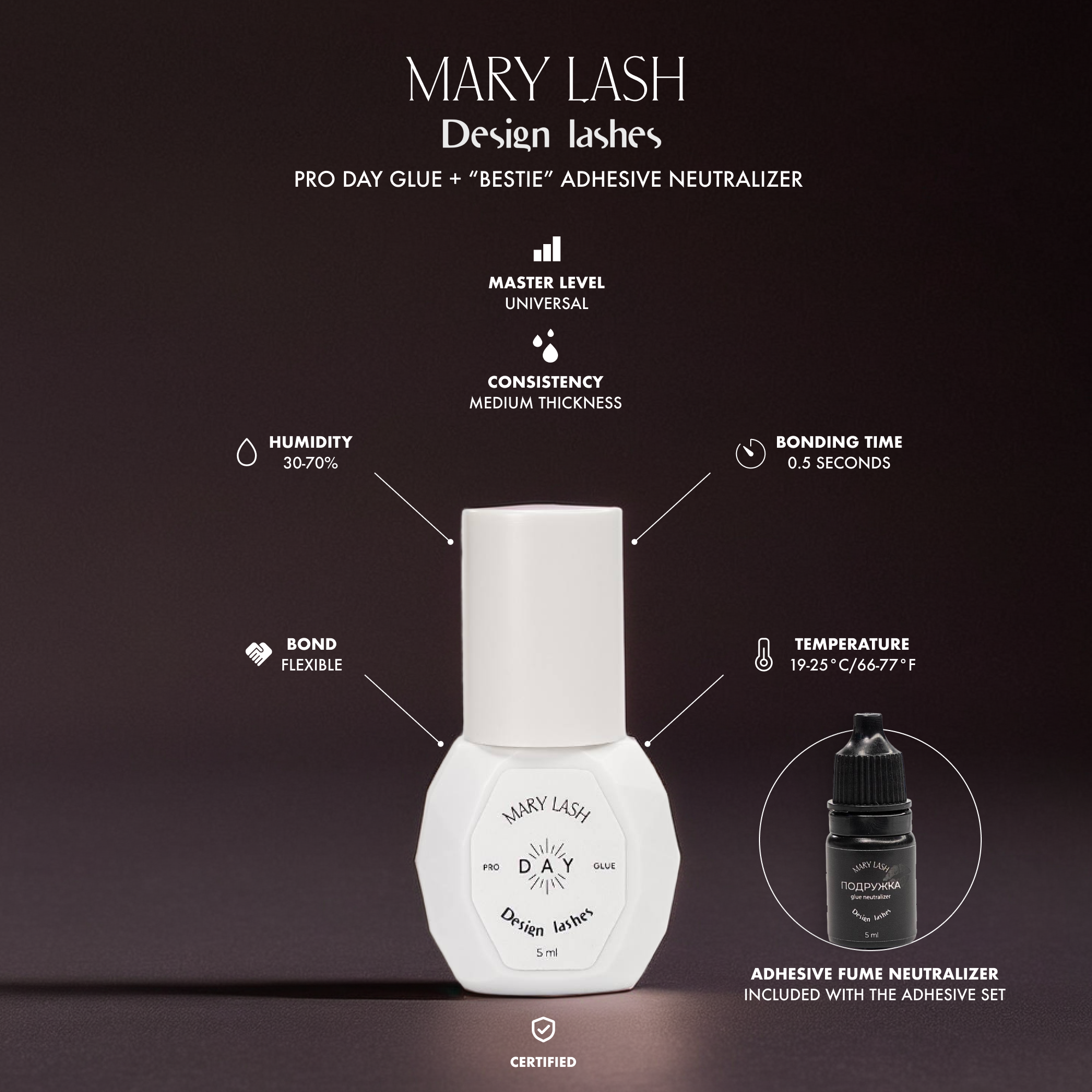 MARY LASH & Design DAY 5 ml - Lashes Fast Lash Extension Adhesive / Glue 0,5sec