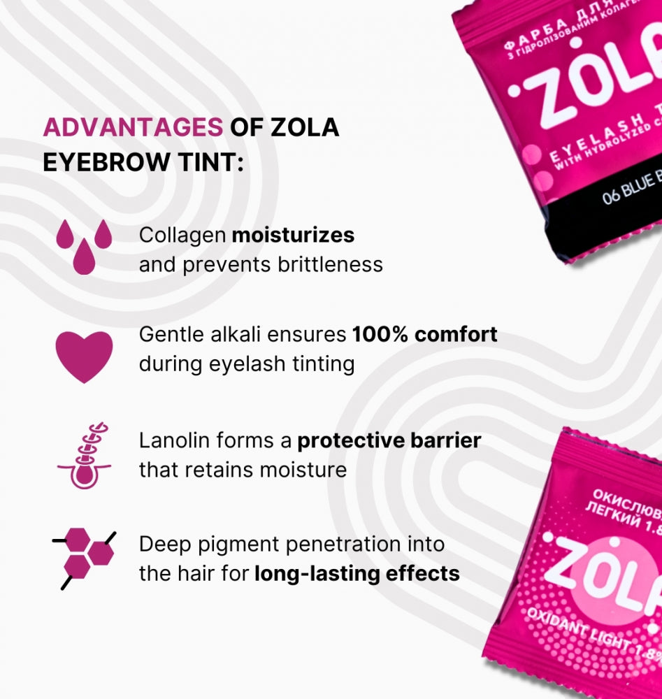 ZOLA Eyelash tint in a sachet with collagen Eyebrow Tint With Collagen 06 Blue Black 5 ml